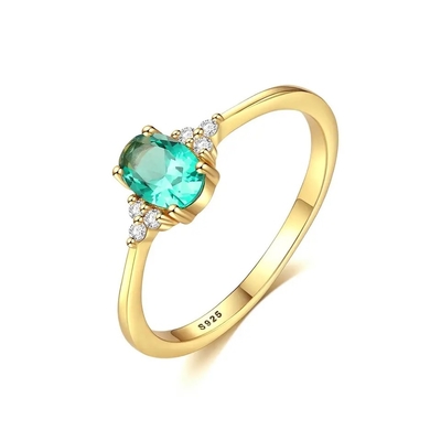 Gevoelig CZ Sierlijk Emerald Jewelry Ring Simple 925 Sterling Silver