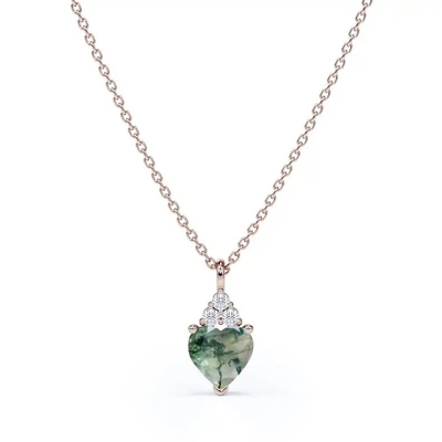 Ruw Eenvoudig Fijn Groen Moss Agate Crystal Necklace 925 Zilveren Volledig Huwelijk
