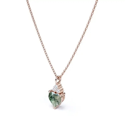 Ruw Eenvoudig Fijn Groen Moss Agate Crystal Necklace 925 Zilveren Volledig Huwelijk