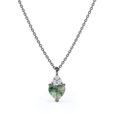 Ruw Eenvoudig Fijn Groen Moss Agate Crystal Necklace 925 Zilveren Volledig Huwelijk