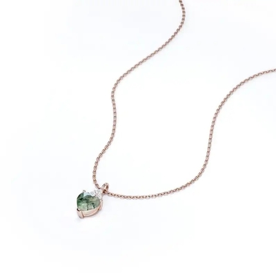 Ruw Eenvoudig Fijn Groen Moss Agate Crystal Necklace 925 Zilveren Volledig Huwelijk