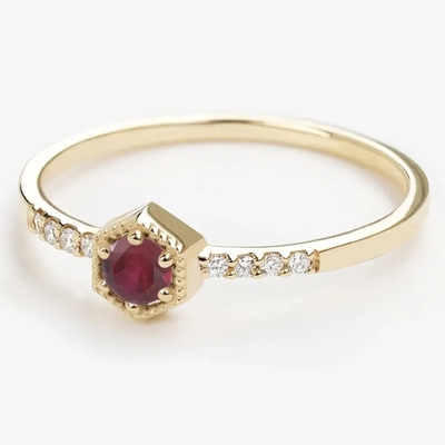 De Minimale Overeenkomst Ring Dainty Unique van giftsterling silver natural ruby hexagon