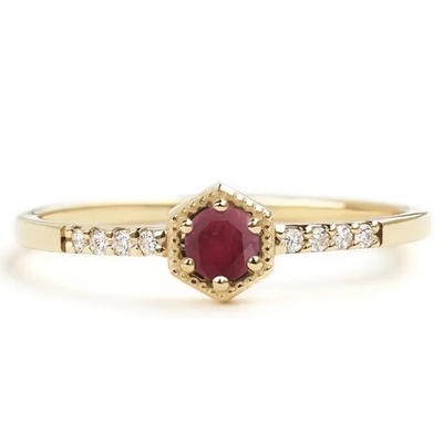De Minimale Overeenkomst Ring Dainty Unique van giftsterling silver natural ruby hexagon