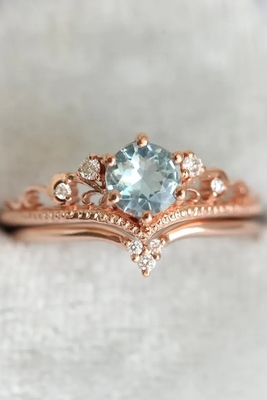 Gevoelig de Vormaquamarijn Ring Women Jewelry van S925 Rose Gold Plated Natural Round