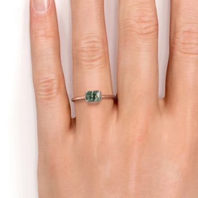 De uitstekende van de Juwelen Groene Moss Agate Raw Ring Fine van S925 Sterling Silver Rose Gold Plated Juwelen van de de Kwaliteitsfabriek