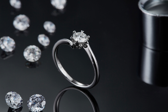 Dame 9k om 7.5mm Moissanite Zilveren Ring Open Fashion Grandeur Jewelry