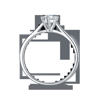 Minimalistische Huwelijksjuwelen 9K Zilveren Ring Round Cut White Moissanite CZ