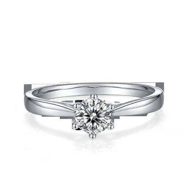 Minimalistische Huwelijksjuwelen 9K Zilveren Ring Round Cut White Moissanite CZ