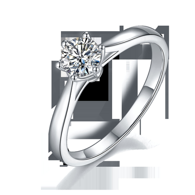 Minimalistische Huwelijksjuwelen 9K Zilveren Ring Round Cut White Moissanite CZ