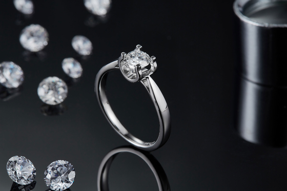 Vierkante Witte van de Ringscz van Moissanite 9K Zilveren Minimalistische het Huwelijksjuwelen