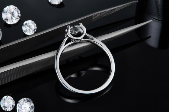Vierkante Witte van de Ringscz van Moissanite 9K Zilveren Minimalistische het Huwelijksjuwelen