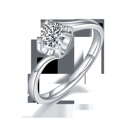 RD 4MM Trapezoïdale Witte van de Ringscz van Moissanite 9K Zilveren Minimalistische het Huwelijksjuwelen