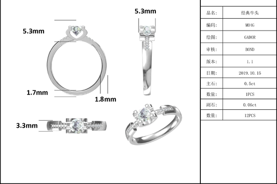 Het witte van de Douanesytle CZ van Moissanite Minimalistische Huwelijk Ring For Women