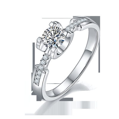 Het witte van de Douanesytle CZ van Moissanite Minimalistische Huwelijk Ring For Women