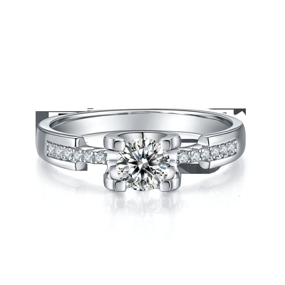 Het witte van de Douanesytle CZ van Moissanite Minimalistische Huwelijk Ring For Women