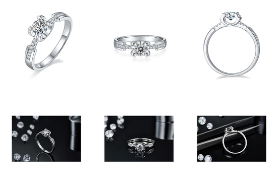 Het witte van de Douanesytle CZ van Moissanite Minimalistische Huwelijk Ring For Women
