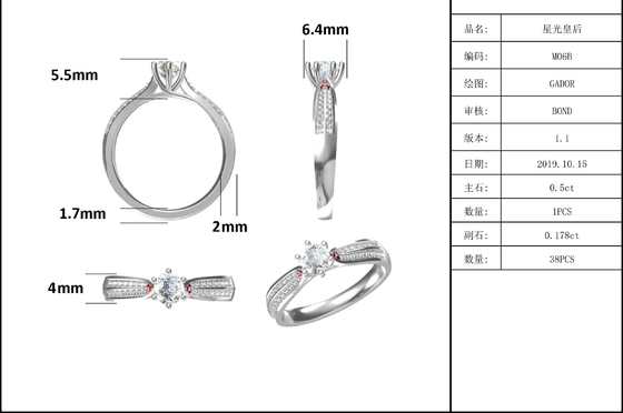 Minimalistische Ontwerpen9k Gouden Juwelen, Moissanite 925 Zilveren Ring Set