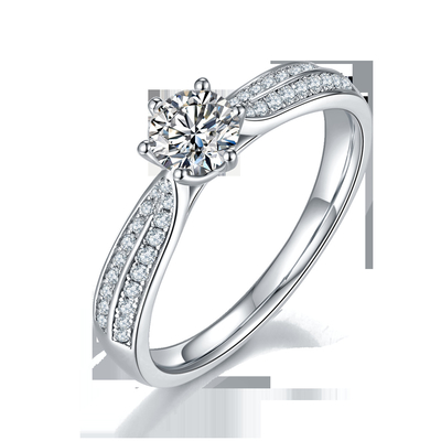 Minimalistische Ontwerpen9k Gouden Juwelen, Moissanite 925 Zilveren Ring Set