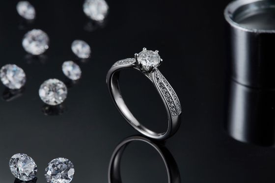Minimalistische Ontwerpen9k Gouden Juwelen, Moissanite 925 Zilveren Ring Set