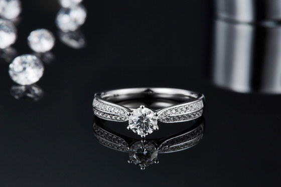 Minimalistische Ontwerpen9k Gouden Juwelen, Moissanite 925 Zilveren Ring Set