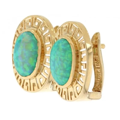 925 Sterling Silver Hawaiian Blue Fire Opal Greek Key Meander Meandros Spiraalvormig Crystal Pendant