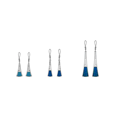 925 met Griekse de Meander Zeer belangrijke Oorringen 925 van Sterling Silver Blue Retro Opal met Sterling Silver