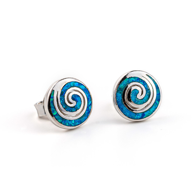 925 met de Zeer belangrijke Blauwe Opal Dangle Crystal Oorringen van Sterling Silver Natural Greek voor Vrouwen