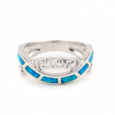 925 met het Zeer belangrijke Natuurlijke Blauw van Sterling Silver Greek   Meander Opalen Ring Real Fire Opal Jewelry