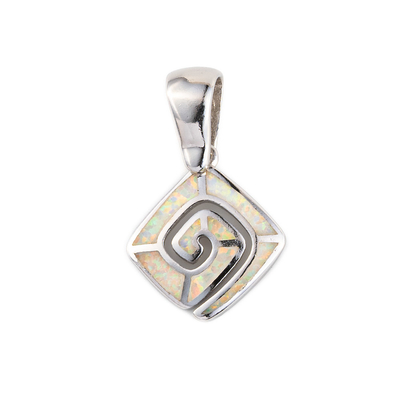 925 met Sterling Silver Greek-Sleutel    Vrouwen van de meandertegenhanger van de Regenboogopal cocktail van de Spiraalvormige Opalen Tegenhanger de Gecreeerde
