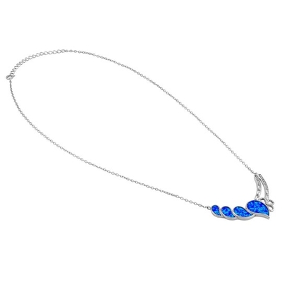 925 met Tegenhanger van het Laboratoriumopal anthurium bouquet greek van Sterling Silver de Blauwe   Brand Opal Jewelry