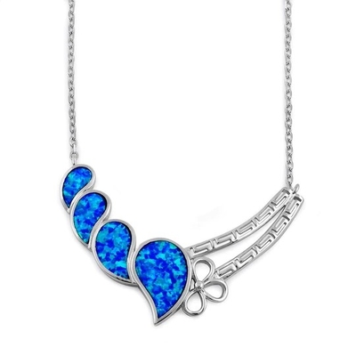 925 met Tegenhanger van het Laboratoriumopal anthurium bouquet greek van Sterling Silver de Blauwe   Brand Opal Jewelry