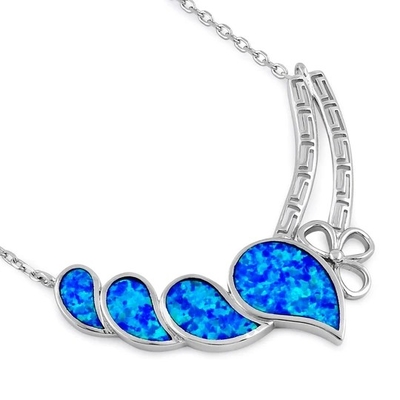 925 met Tegenhanger van het Laboratoriumopal anthurium bouquet greek van Sterling Silver de Blauwe   Brand Opal Jewelry