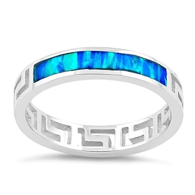De blauwe van het het Patroonlaboratorium van Sapphire Engagement Griekse echte Blauwe Opalen Overeenkomst Ring For Women
