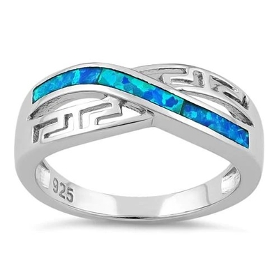 Hoog - kwaliteit Natuurlijk Grieks Blauw Opal Stone Engagement Ring voor Giften met 925 Sterling Silve