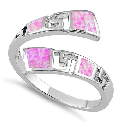 925 met het Patroon van Sterling Silver Greek Inifinity   Ring Ruw Opal Jewelry van de laboratorium de Opalen Band