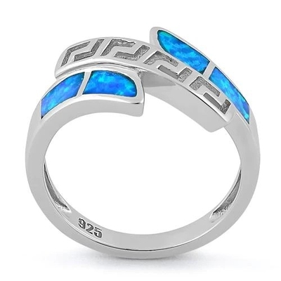 925 met het Patroon van Sterling Silver Greek Inifinity   Ring Ruw Opal Jewelry van de laboratorium de Opalen Band