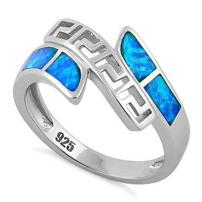 925 met het Patroon van Sterling Silver Greek Inifinity   Ring Ruw Opal Jewelry van de laboratorium de Opalen Band