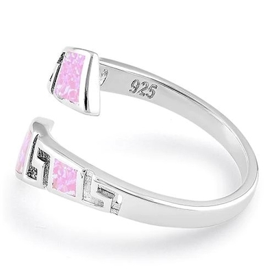 925 met van het het Patroon Roze Laboratorium van Sterling Silver Greek Uniek de Brand Opalen Huwelijk Ring For Women