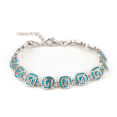 925 met Sterling Silver Quanlity Opal Greek Emerald Birthstone Infinity Key   Opalen Armband