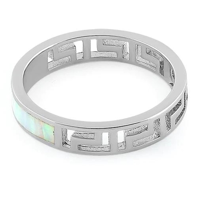925 met het Witte Laboratorium Opal Engagenent Ring For Girls van Sterling Silver High Quality Blue Opal Greek