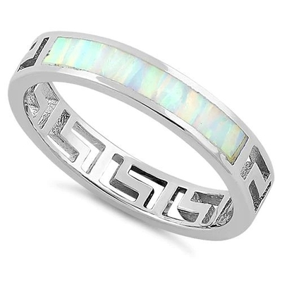 925 met het Witte Laboratorium Opal Engagenent Ring For Girls van Sterling Silver High Quality Blue Opal Greek