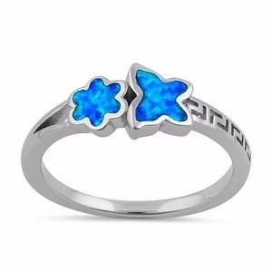 925 met het Witte Laboratorium Opal Engagenent Ring For Girls van Sterling Silver High Quality Blue Opal Greek