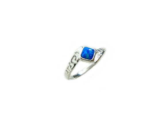Sterling Sliver 925 de Oude Griekse Regenboog Blauw Opal Engagement Ring van de Meander Zeer belangrijke Moderne Brand