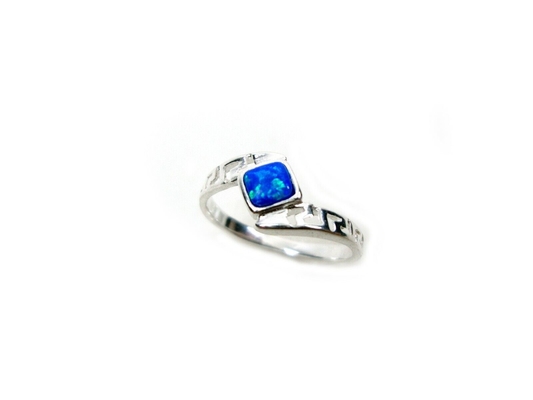 Sterling Sliver 925 de Oude Griekse Regenboog Blauw Opal Engagement Ring van de Meander Zeer belangrijke Moderne Brand