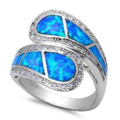 De blauwe Stevige 925 Sterling Silver Ring Blue Opal Juwelen van Opal Greek Key Design Wraparound voor Mensen