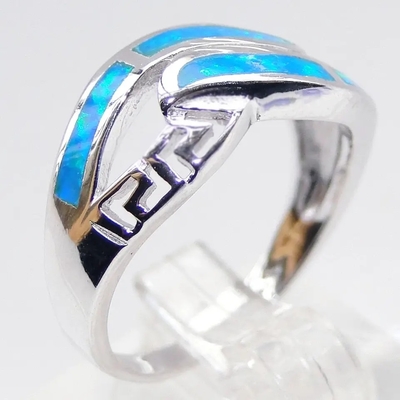 Blauw het Laboratorium Opalen Huwelijk Ring Synthetic Opal Jewelry van Sterling Silver Wholesale Jewelry Greek