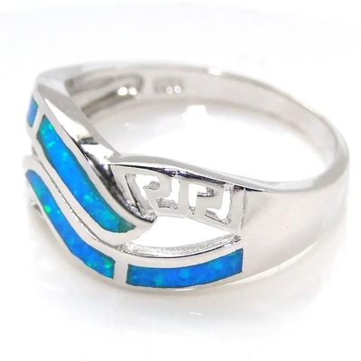 Blauw het Laboratorium Opalen Huwelijk Ring Synthetic Opal Jewelry van Sterling Silver Wholesale Jewelry Greek