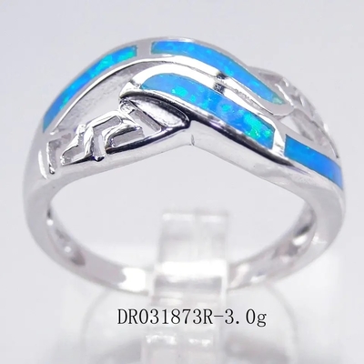Blauw het Laboratorium Opalen Huwelijk Ring Synthetic Opal Jewelry van Sterling Silver Wholesale Jewelry Greek