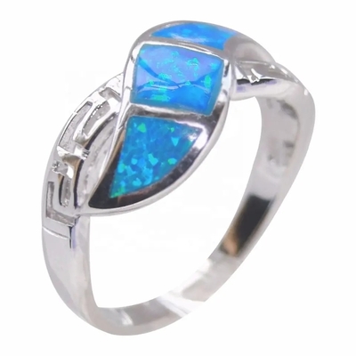 Hoog - kwaliteit Natuurlijk Grieks Blauw Opal Stone Engagement Ring voor Giften met 925 Sterling Silve