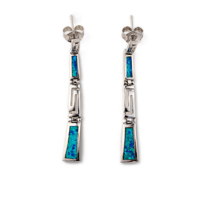 Met Sterling Blue Opal Dangle Earrings met Griekse Zeer belangrijke Unieke uitstekende ontwerpoorringen voor Vrouwen